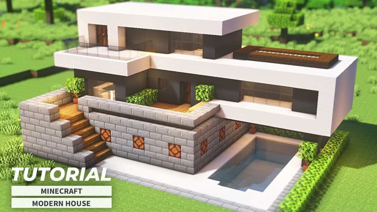 Minecraft: How To Build A Ultimate Modern House Tutorial | 簡単でカッコイイモダンな ...