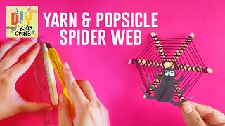 How to Make a Spider Web With Yarn And Popsicle Sticks | Spider Web Craft for Kids | DIY Kids Craft