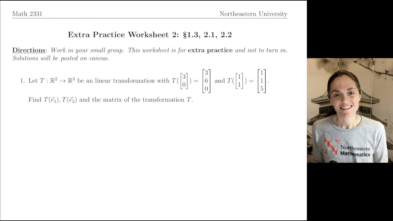 Linear Algebra: Extra Practice Worksheet 2