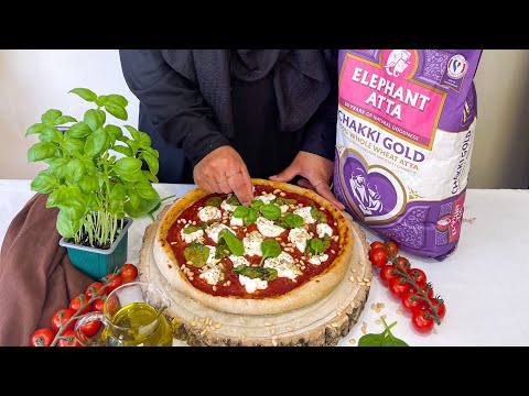 Whole Wheat pizza with Ricotta , Spinach and pine nuts
