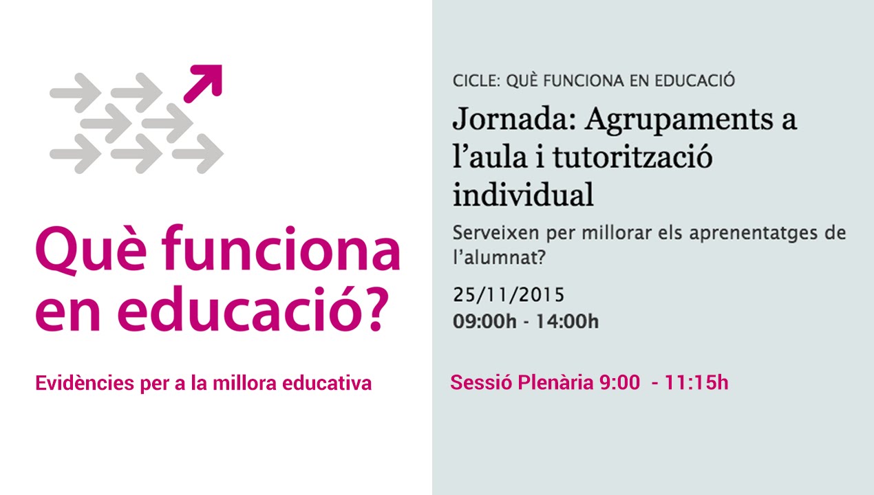 Sessió plenària: Agrupaments a l’aula i tutorització individual (retransmissió en directe)