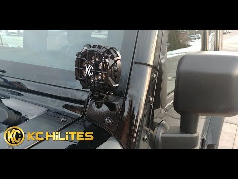 KC HiLites LZR LED 4" ROUND LIGHTS and KC WINDSHIELD A-PILLAR LIGHT MOUNT BRACKETS