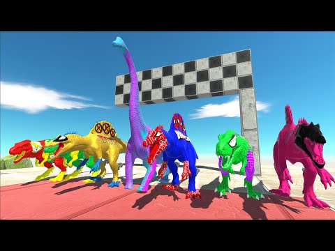 POWER UP SPEED RACE SUPERHERO DINOSAURS GORO DEATH RUN - Animal Revolt Battle Simulator