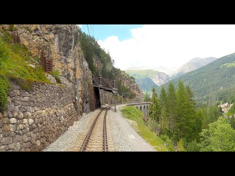 ★ 4K Führerstandsmitfahrt Samedan - Albulabahn - Chur; von sonniges Wetter zum Gewitter [07.2020]