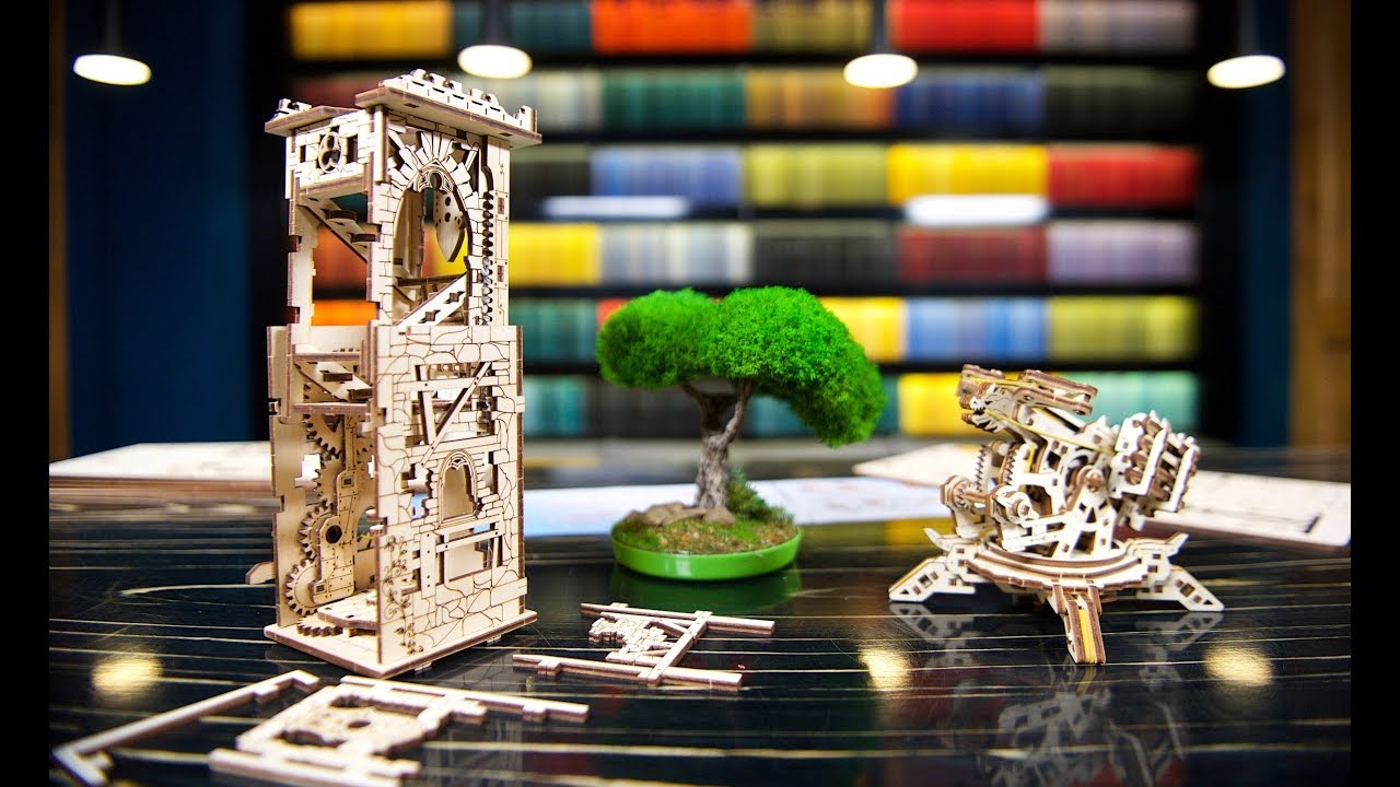 Ugears 3D dřevěné mechanické puzzle Věž Archballista