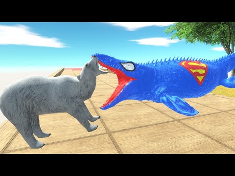 SUPERMAN MOSASAURUS FOREST DEATH CLIMB - Animal Revolt Battle Simulator ARBS