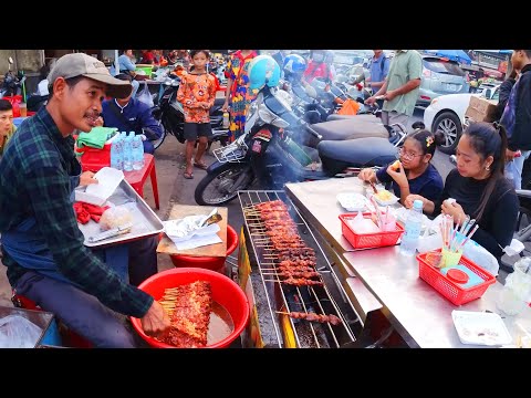 Best Evening Street Food Collection at Orussey Market Phnom Penh - Cambodia Street Food Market