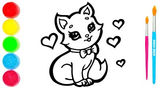 How to Draw a Cute Cat | Step by Step | Easy Drawing & Painting