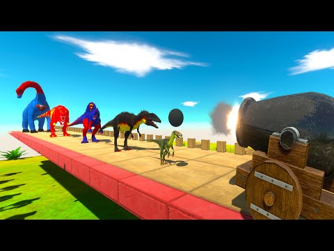 CANNON vs DINOSAURS BATTLE BRIDGE - Animal Revolt Battle Simulator