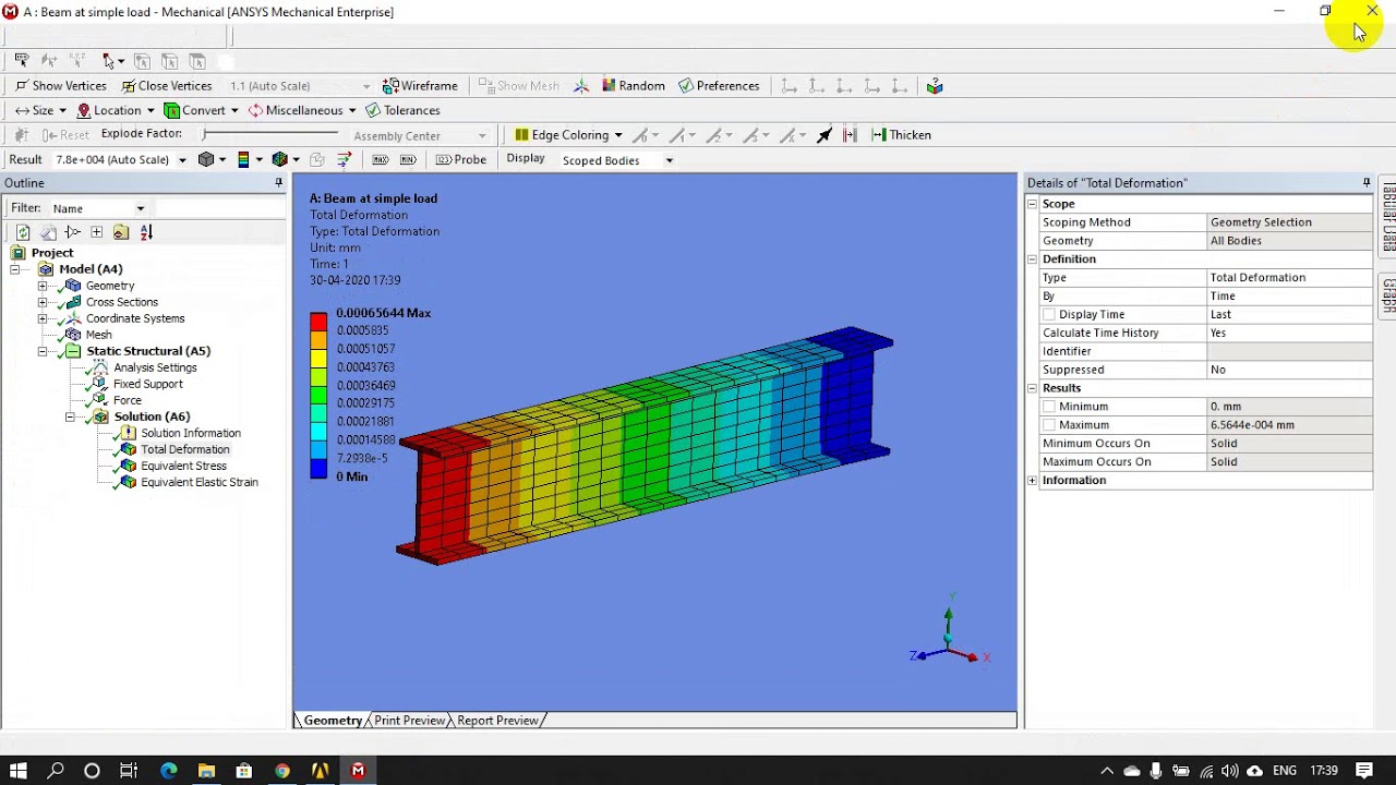 Lesson 8   Static Structural Analysis Beam Analysis in Ansys Workbench