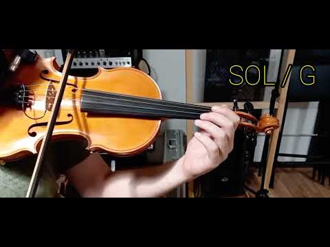 Le corde a vuoto del violino con nome in Italiano e in Inglese