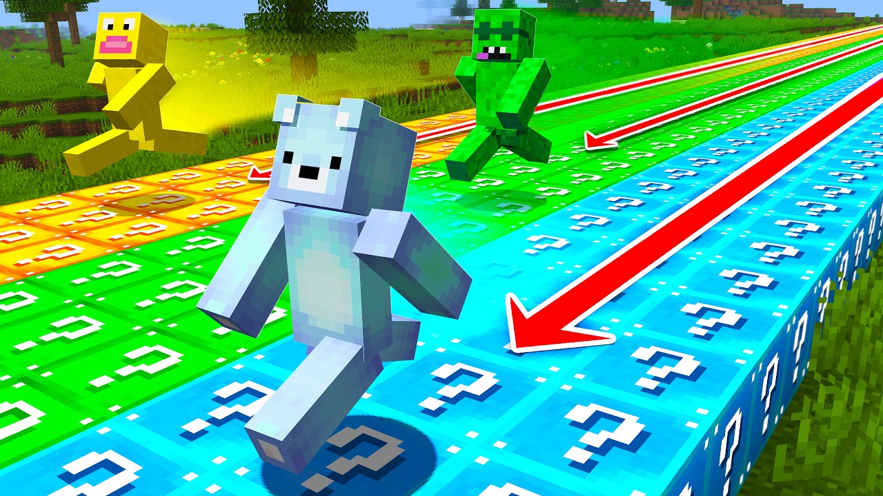 Minecraft, But Running Spawns LUCKY BLOCKS...