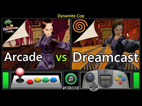 Dynamite Cop (Arcade vs Dreamcast) Dual Longplay - Side by Side Comparison