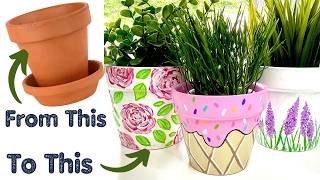 Painting Terracotta Pots with 6 Easy Ideas 🪴🎨 DIY Tips To Seal, Paint and Topcoat Your Pots