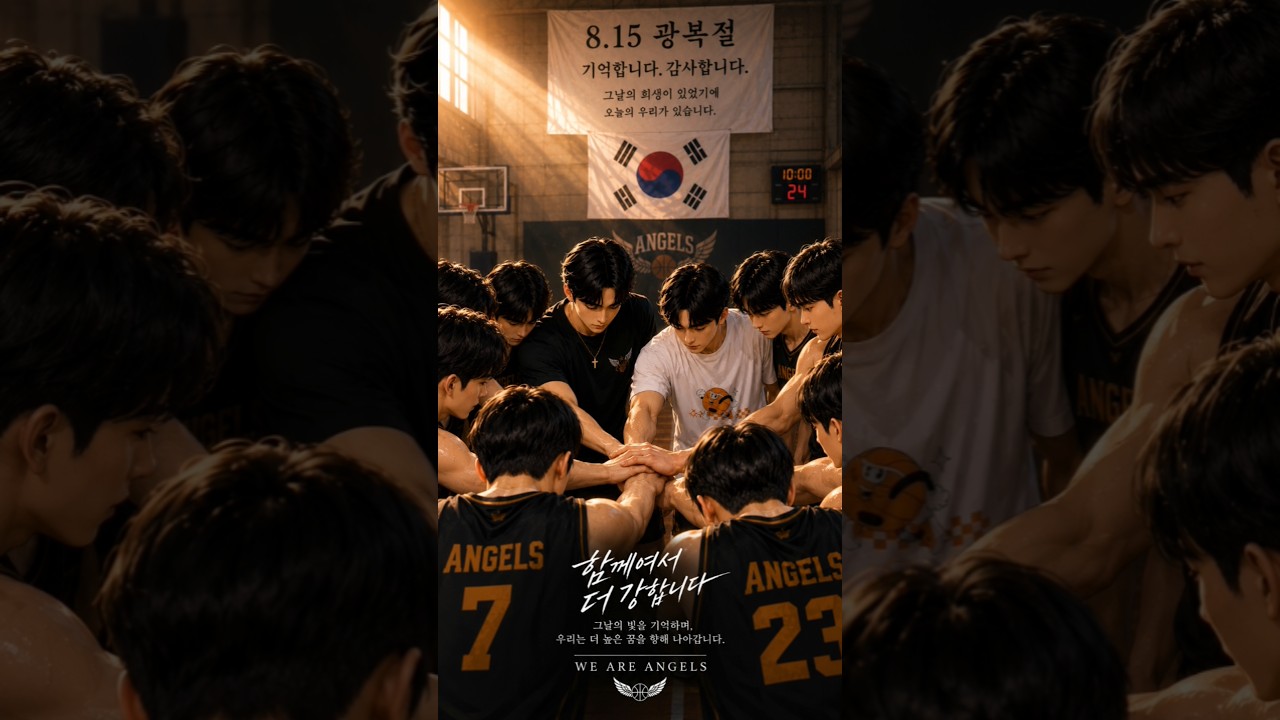 8.15독립기념묵념으로~#엔젤스농구단 ##프로농구 #nba #쇼츠 #shorts #southkorea #국가대표 #기념 #kbl #피땀눈물 #노력 아이들과가족들이웃는그날까지~