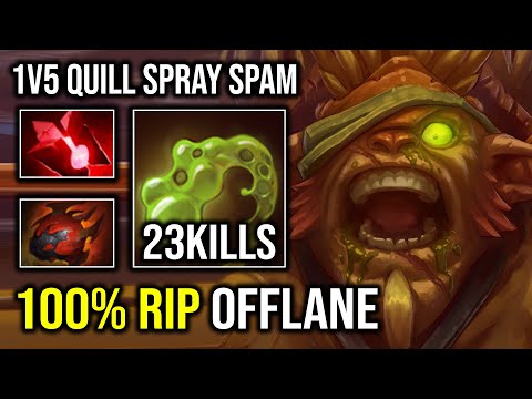 How to 100% Delete Offlane By Running At Them 1v5 Quill Spray Unlimited Spam Bristleback Dota 2