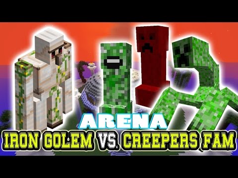 INSANE Minecraft Iron Golem vs 3 Creepers - Epic Arena Battle!