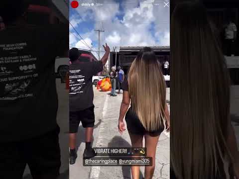 P Diddy and Yung Miami Volunteer at Thanksgiving Drive Today #diddy #trending #yungmiami #hiphop #ny