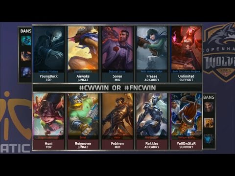 CW vs FNC Game 1 Highlights - COPENHAGEN WOLVES vs FNATIC - Week 4 EU LCS SUMMER 2015