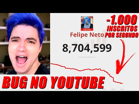 MAIOR BUG DO YOUTUBE MUNDIAL -1.000 INSCRITOSSEGUNDO 09/02/2017 - CANAL DO FELIPE NETO AFETADO!
