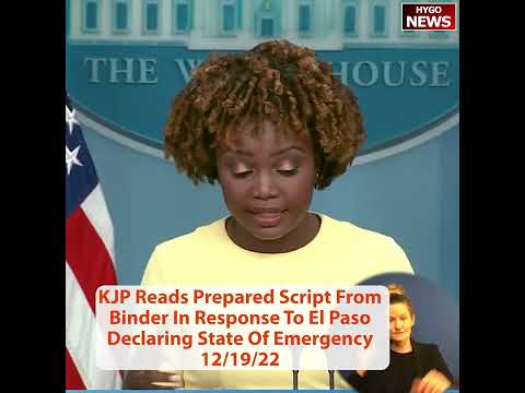 KJP Reads Prepared Script From Binder In Response To El Paso Declaring State Of Emergency, $3.5B