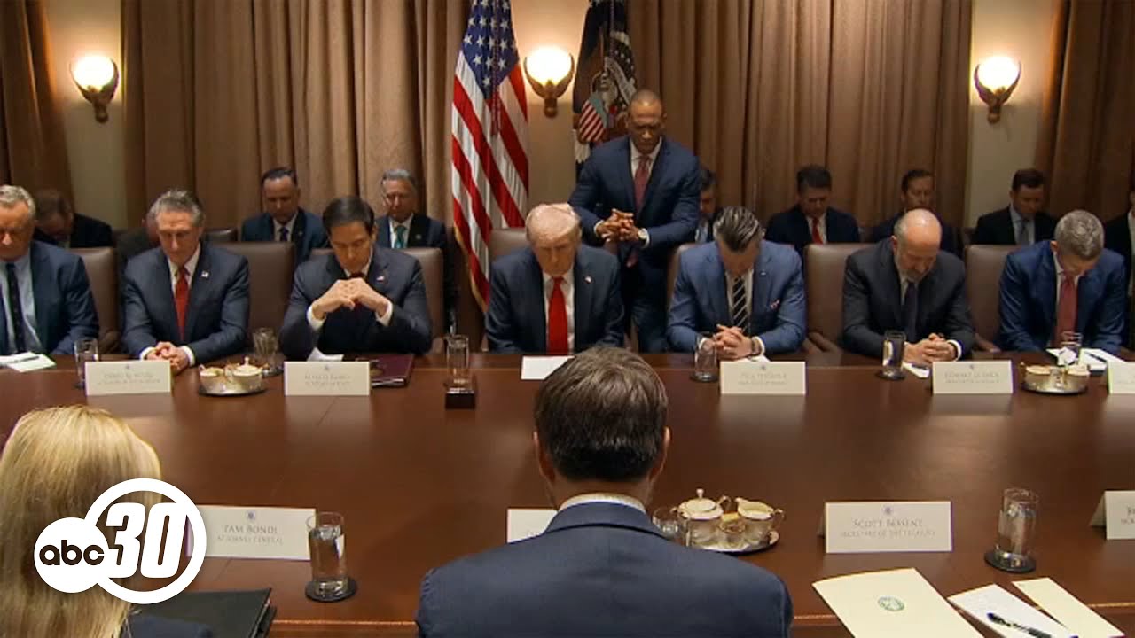 President Trump holds 1st Cabinet meeting; Elon Musk is there, too