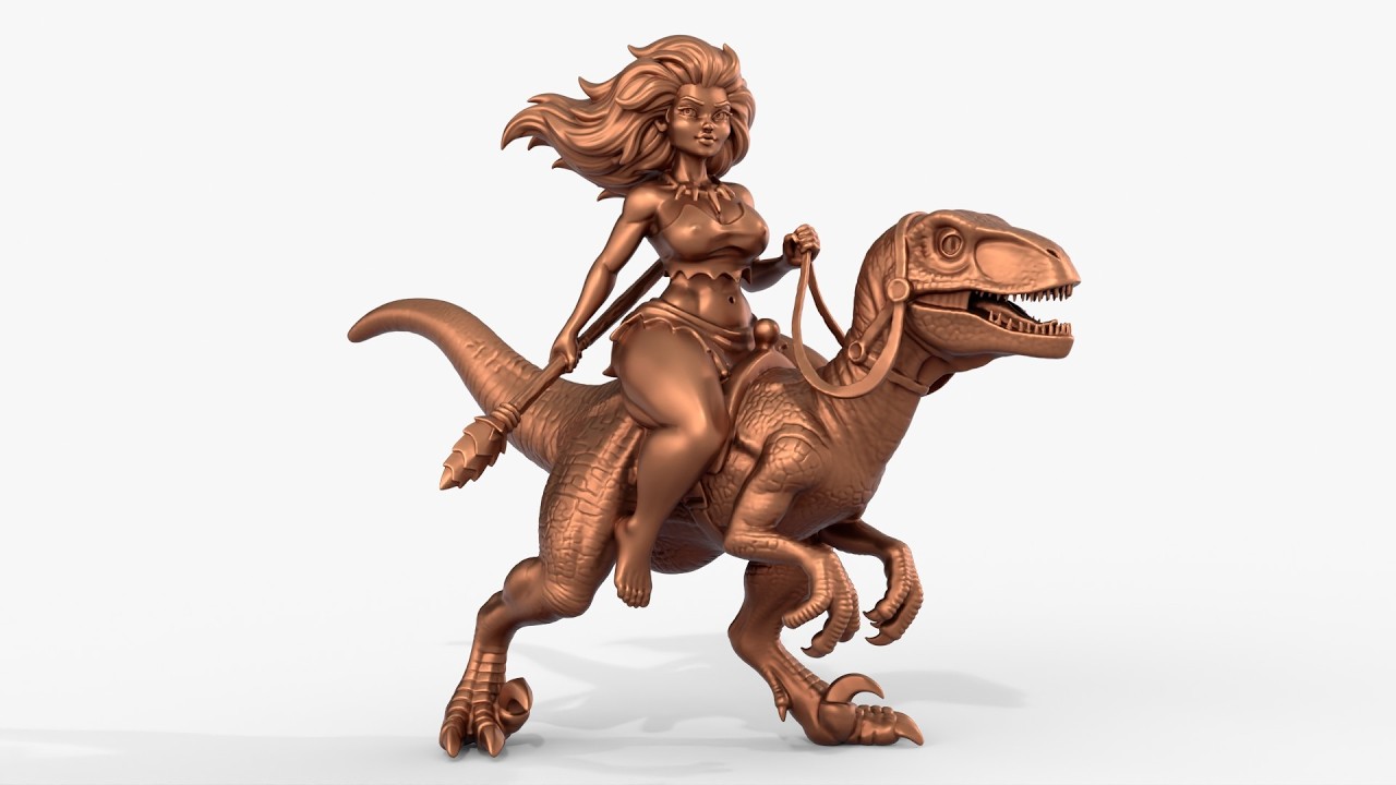 Savage Grace The Primal Raptor-Rider 3D Print Model
