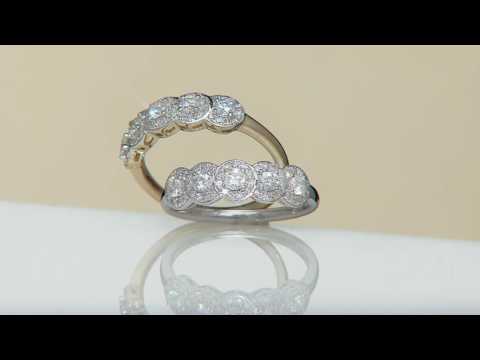Halo 5-Stone Diamond Band Ring, 14K Gold, 1/2 cttw, by Affinity on QVC
