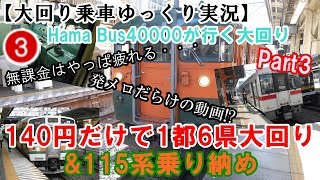 【大回り乗車ゆっくり実況】Hama Bus40000が行く大回り　Part3～140円だけで1都6県大回り＆115系乗り納め～
