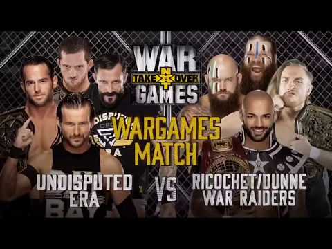 NXT Takeover War Games II: Undisputed ERA vs Ricochet/Dunne/War Raiders Match Card.