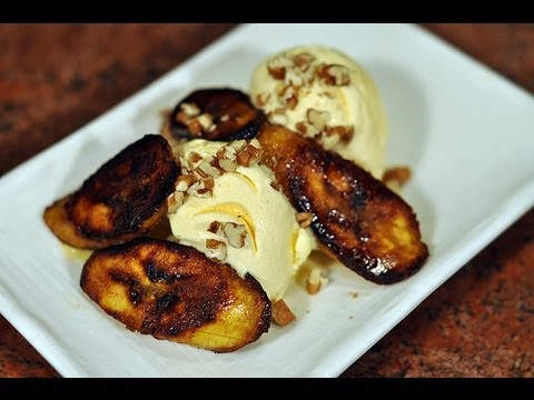 Recipe for Sweet fried plantains with ice cream