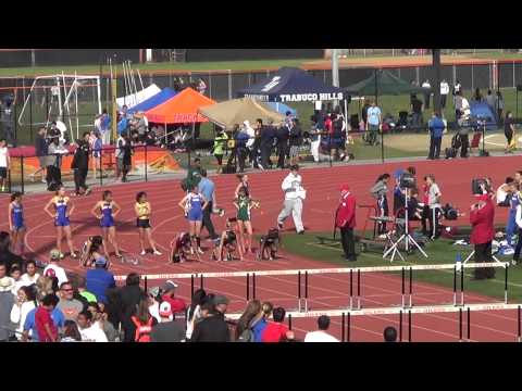 D Mullins   FSG 100m H-  Beach Cities 3-29-14 - Los Alamitos Girls
