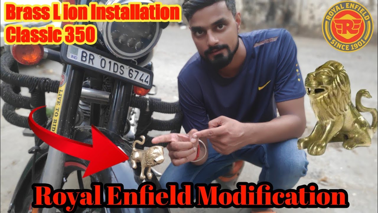 Royal Enfield Modification Accessories | Brass Lion Installation Classic 350 | Auto Index