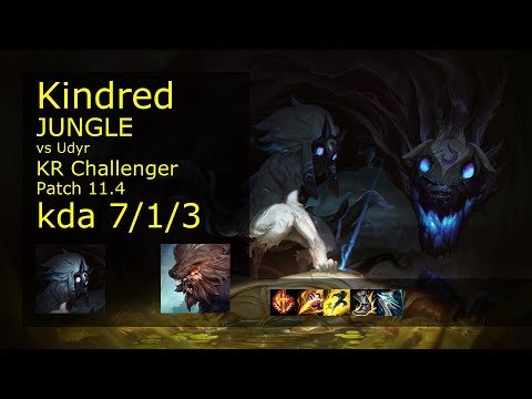 Kindred Jungle vs Udyr - KR Challenger 7/1/3 Patch 11.4 Gameplay // [롤] 킨드레드 vs 우디르 정글
