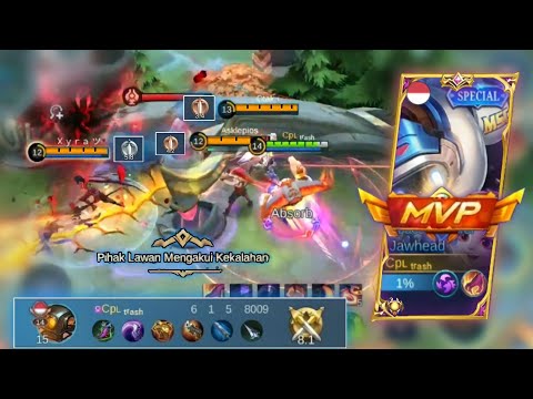 BUILD JAWHEAD JUNGLE TER SAKIT - AUTO LAWAN MENGAKUI KEKALAHAN - Build top 1 global jawhead - MLBB