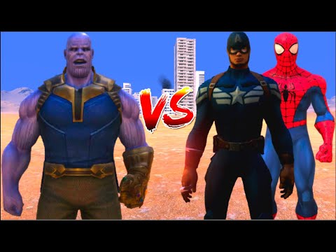 100 Thanos vs 1000 Captain america and 1000 spider man (Marvel vs Marvel)