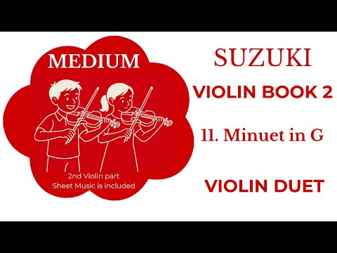 MINUET IN G 🎼 by Beethoven |Suzuki Violin Book 2 |Song 11 |MEDIUM with 2nd Violin Part & Sheet Music