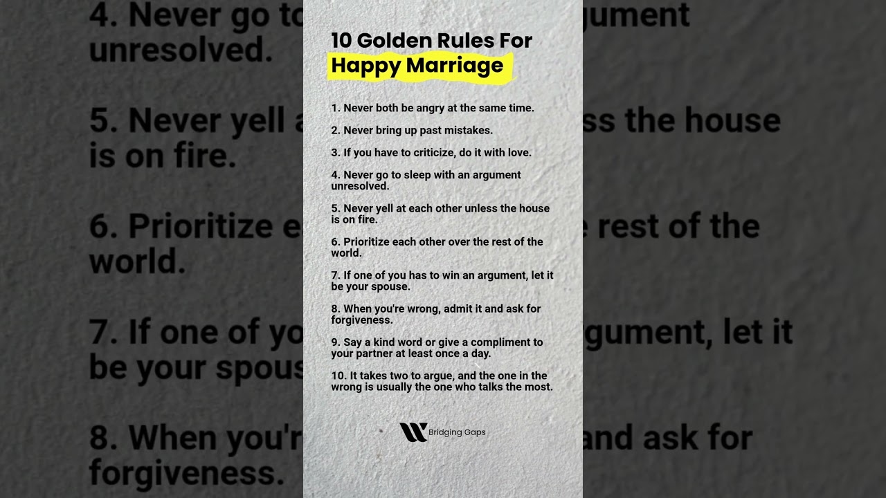 10 Golden Rules for a Happy Marriage 💛 | Must-Know Relationship Advice for Couples