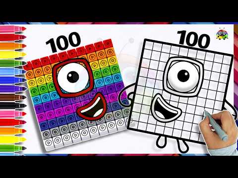 Numberblock 100 Drawing & Coloring For Kids | Learn To Draw Numberblocks Easy At Art Start