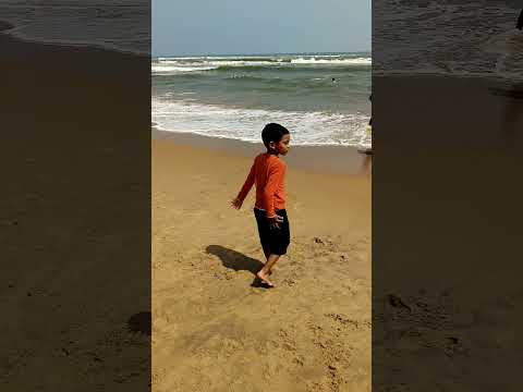 pratyush just playing with the hands of sea #gopalpur beach❤️👌😊#shorts