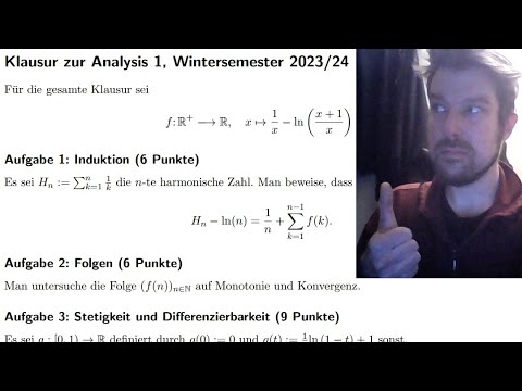 Klausur zur Analysis 1: Induktion, Folgen, Reihen, Stetigkeit, Differenzierbarkeit, Integration