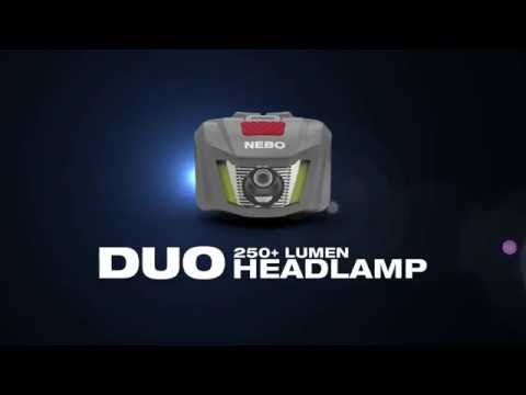 DUO 250+ Lumen Headlamp by NEBO - Bright Spot Light & Worklight w/ Steady Red On & Emergency Flasher