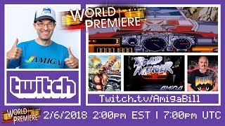 2/6/2018 - WORLD PREMIERE of new Commodore Amiga game Road Avenger w game creator Earock