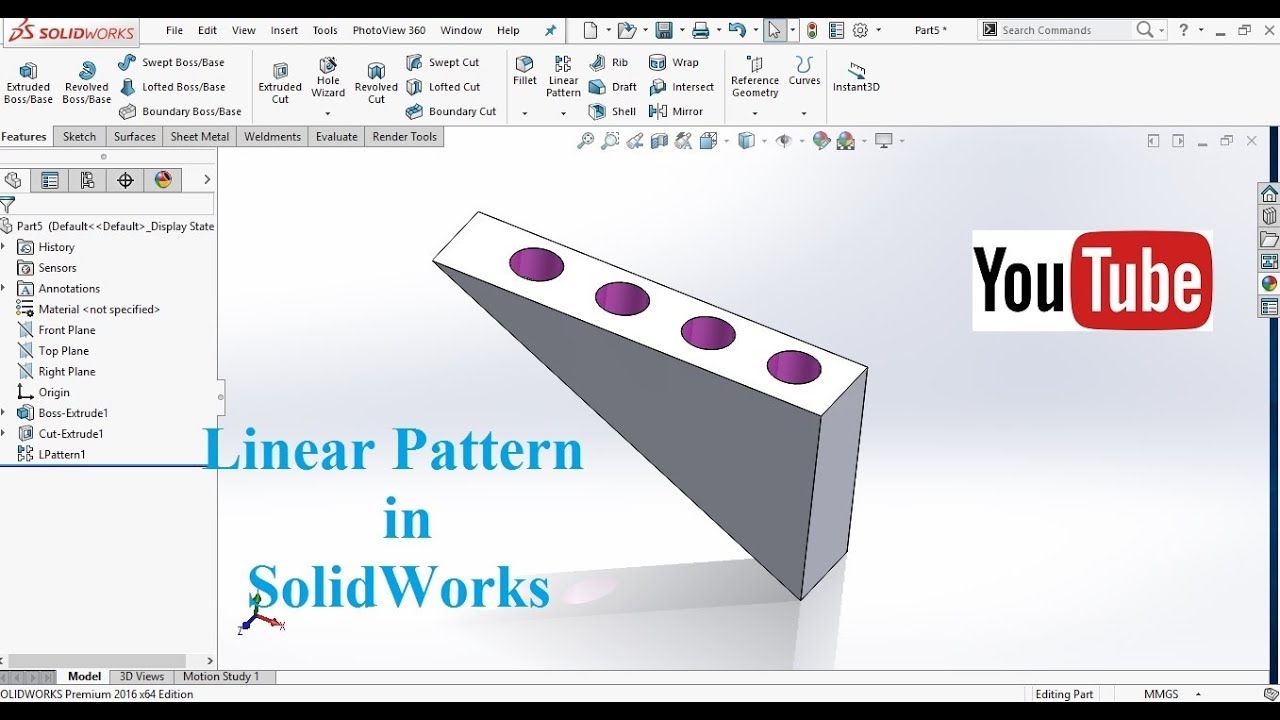 Solidworks Tutorial #3 | Linear pattern in 3D