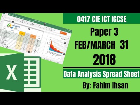 IGCSE ICT 0417/P31/2018 Feb - March Spread Sheet