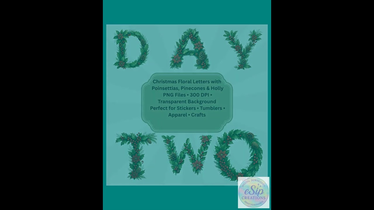 Christmas Floral Alphabet Clipart Bundle | Poinsettia, Pinecone & Holly Letters | Perfect for Sti...