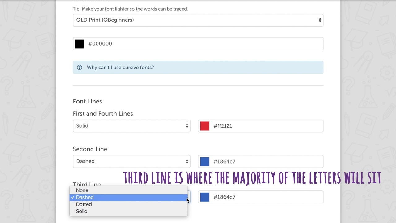 Handwriting Worksheet Generator