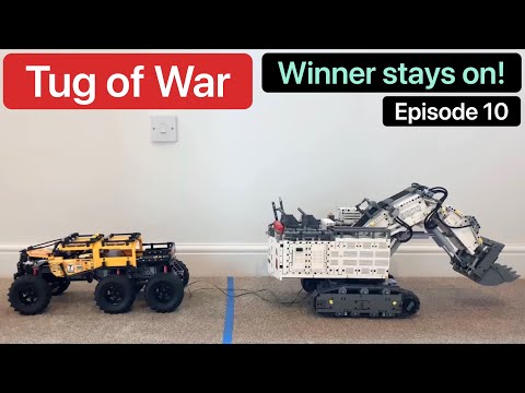TUG OF WAR! Lego Technic 42099 6x6 vs 42100 Liebherr R 9800! Winner Stays On Series Episode 10! 4K