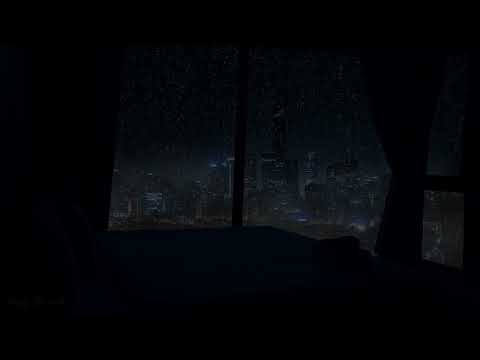 New York in Rain Night #2 🌧️ - Stay alone in luxury Bedroom overlooking night rainy city to Sleep 💤