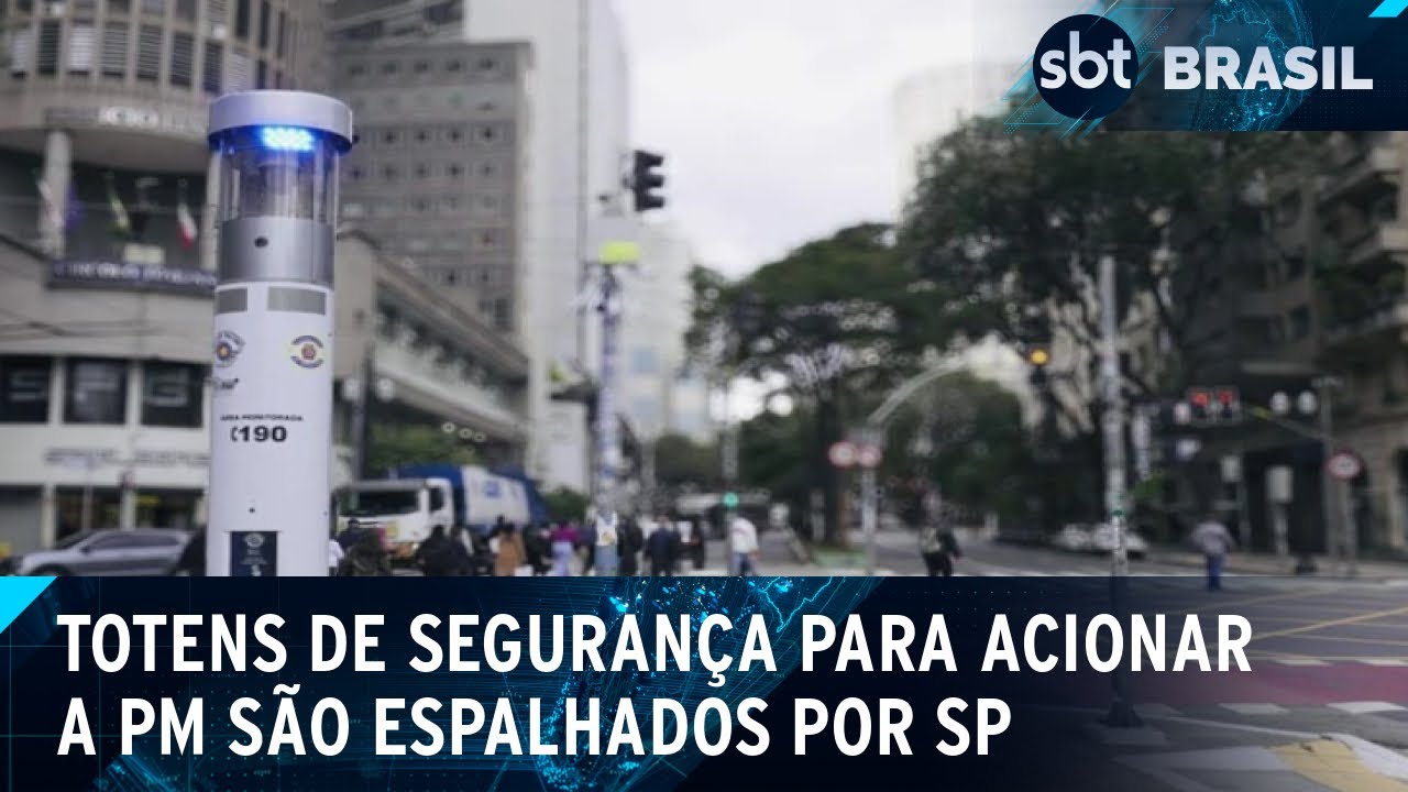 Governo de SP lança totens de segurança na cidade para acionar PM | SBT Brasil (22/08/24)